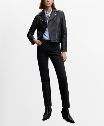 Mango Women's Faux-leather Biker Jacket In Black