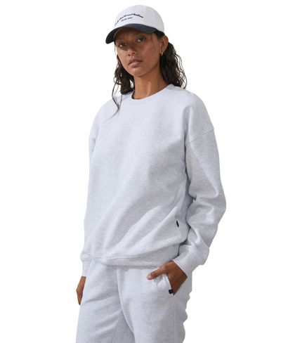 Cotton On Women's Plush Essential Crewneck Sweater In Cloudy Gray Marle