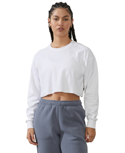 Cotton On Women's Lightweight Cropped Long Sleeve Top In White