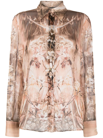 Alberta Ferretti Floral-print Silk Shirt In Pastel