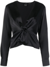 Pinko Knot-detail Silk Blouse In Schwarz