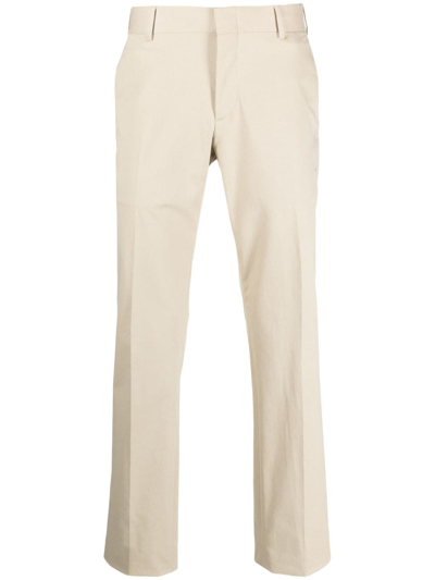 Brioni Cotton Straight-leg Trousers In Brown