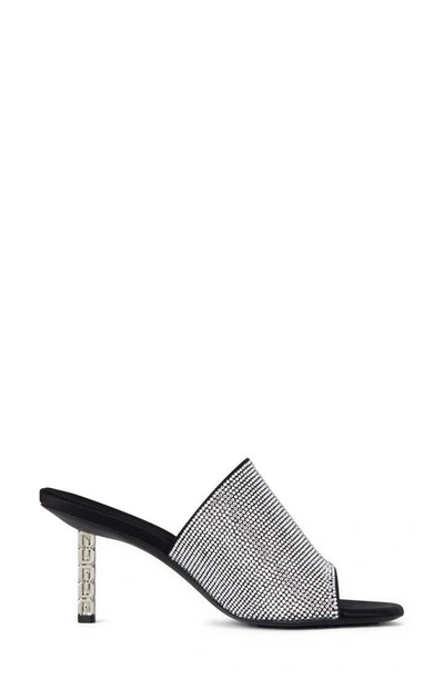 Givenchy Strass G Cube-heel Slide Sandals In Silvery