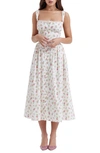 House Of Cb Tatiana Corset Dress In White Floral Print