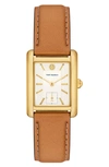 Tory Burch Women's The Eleanor Luggage Leather Strap Watch 25mm In Brown
