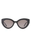 Balenciaga 51mm Cat Eye Sunglasses In Black Black Grey