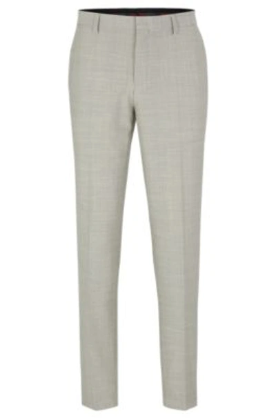 Hugo Slim-fit Trousers In Checked Performance-stretch Fabric In White