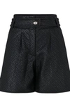 HUGO BOSS RELAXED-FIT SHORTS IN MONOGRAM-EMBOSSED FAUX LEATHER