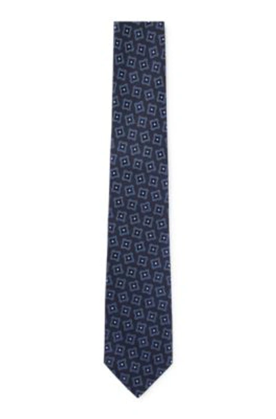Hugo Boss Silk Tie With Modern Jacquard Pattern In Light Blue