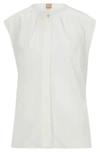 Hugo Boss Sleeveless Regular-fit Blouse In Stretch Silk In White