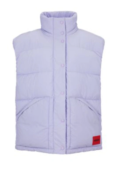 Hugo Water-repellent Gilet With Red Logo Label In Light Purple