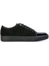 Lanvin Suede And Leather Cap-toe Sneakers In Black