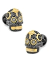 CUFFLINKS, INC 3D DAY OF THE DEAD SUGAR SKULL CUFF LINKS, BLACK/GOLD,PROD197910372