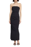 Bec & Bridge Moondance Strapless Viscose Midi Dress In Black