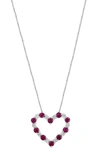 Effy Sterling Silver Diamond & Ruby Heart Pendant Necklace In Red