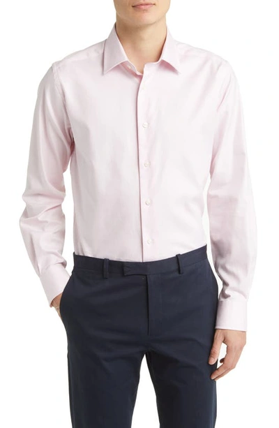 David Donahue Trim Fit Royal Oxford Dress Shirt In Pink