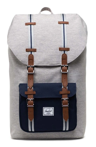 Herschel Supply Co Little America Backpack In Grey Crosshatch / Peacoat