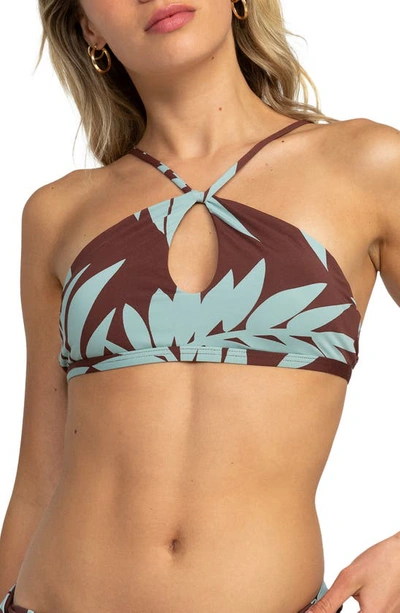Roxy Palm Cruz Bikini Top In Bitter Chocolate Palmeria