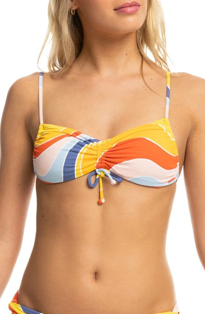 Roxy Palm Cruz Cinched Tie Bikini Top In Tiger Lily Cruz