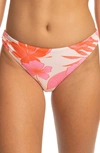 Roxy Beach Classics Bikini Bottoms In Pale Dogwood Hibiscus
