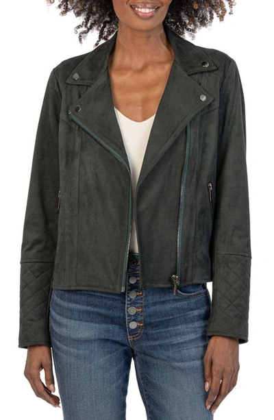 Kut From The Kloth Emma Faux Suede Moto Jacket In Hunter