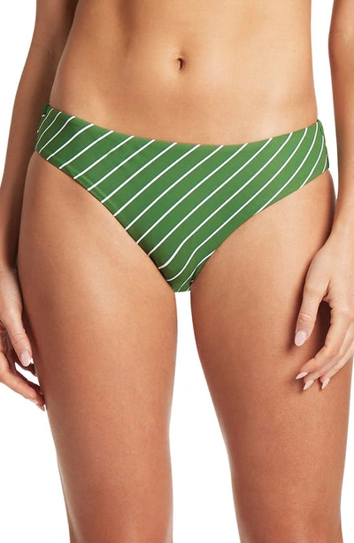 Sea Level Stripe Bikini Bottoms In Green