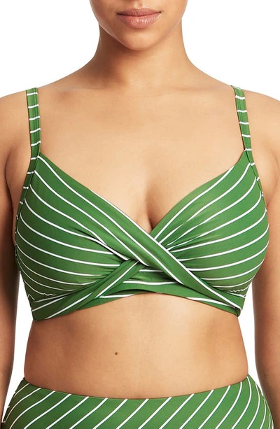 Sea Level Twist Front Dd- & E-cup Underwire Bikini Top In Green