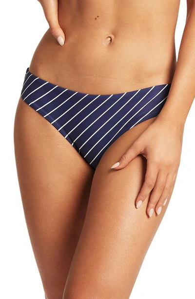 Sea Level Stripe Bikini Bottoms In Navy