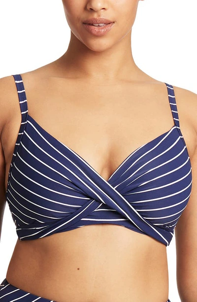 Sea Level Twist Front Dd- & E-cup Underwire Bikini Top In Navy