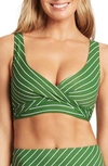 Sea Level Cross Front Multifit Bikini Top In Green