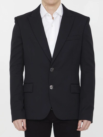 Balmain Double-breasted Wool Jacket In Nero