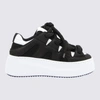 VIC MATIE VIC MATIE BLACK CANVAS AND WHITE LEATHER SNEAKERS