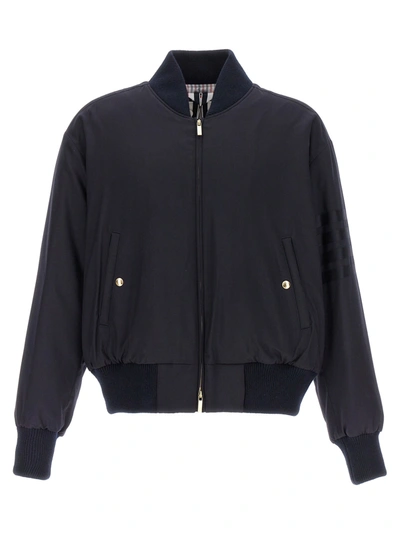 Thom Browne Black Down 4-bar Football Sideline Parka In Blue