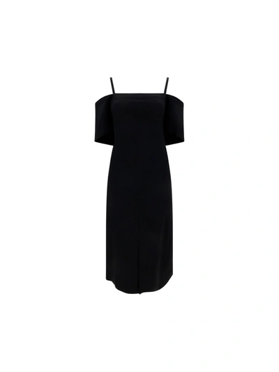 Victoria Beckham Cold-shoulder Bandeau Midi Dress In Black
