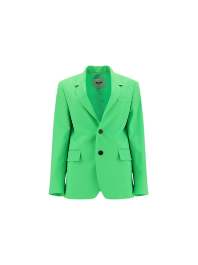 Msgm Viscose Jacket In Green