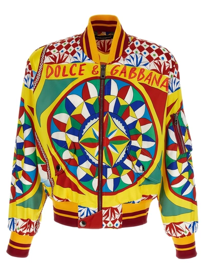Dolce & Gabbana Carretto-print Bomber Jacket In Multicolour