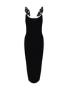 Versace Knit Midi Dress With Polka Dot Silk Twill Inserts In Nero