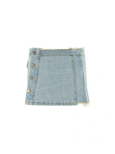 Andersson Bell Micro Denim Skirt In Washed Blue