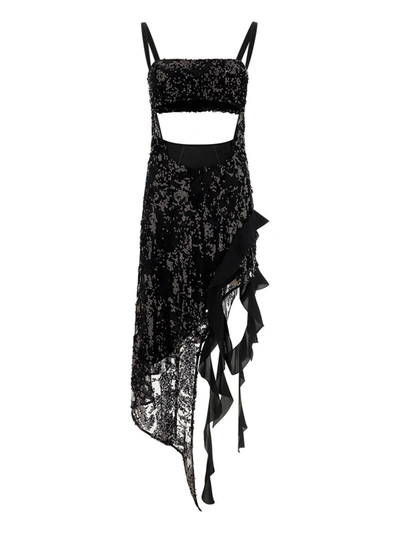 Attico Nora Embellished-lace Dress In Black