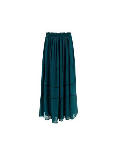 See By Chloé Embroidered Georgette Maxi Skirt In Black Pine