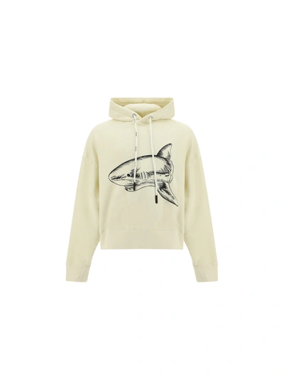PALM ANGELS ORGANIC COTTON SWEATSHIRT WITH SHARK EMBROIDERY