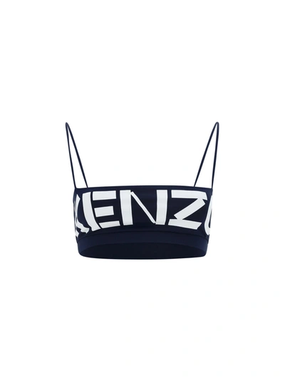 Kenzo Logo-print Bralette Top In Midnight Blue