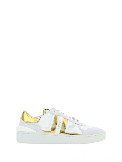 Lanvin Top Sneakers In White/gold