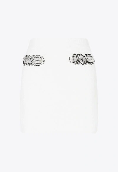 Lanvin Bead-embellished Mini Skirt In Milk