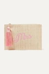 KAYU MRS EMBROIDERED WOVEN STRAW POUCH