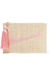 KAYU BRIDESMAID EMBROIDERED WOVEN STRAW POUCH