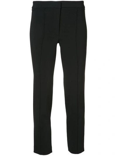 Adam Lippes Stretch Cady Cigarette Trousers With Pintuck In Black