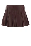 Bottega Veneta Burgundy Leather Mini Skirt In Burgundy