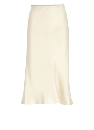 Maison Margiela Light Beige Silk Midi Skirt In White