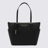 MICHAEL MICHAEL KORS MICHAEL MICHAEL KORS BLACK LEATHER JET TOTE BAG